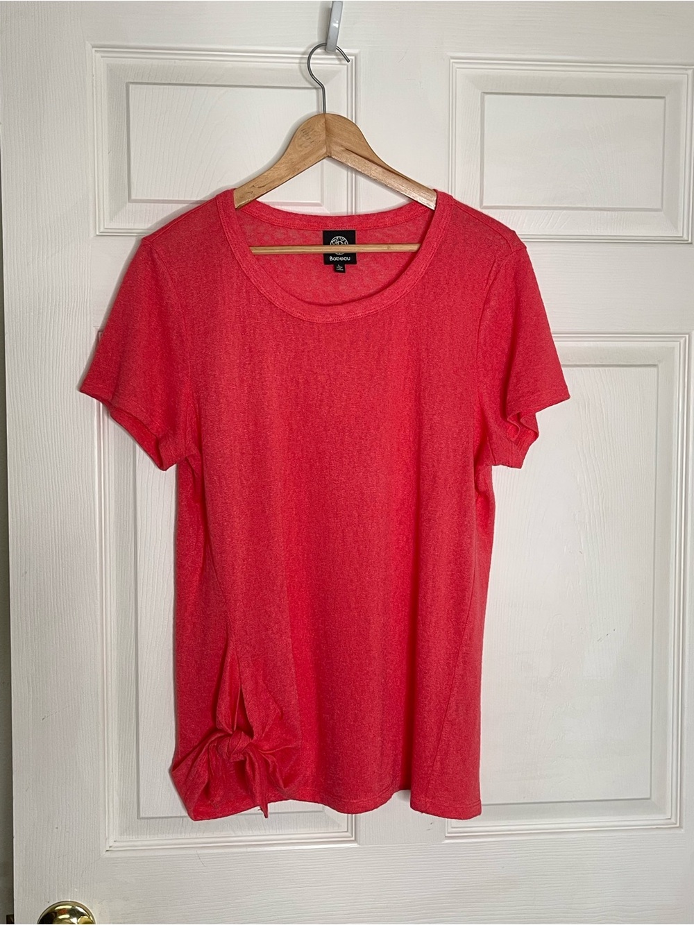 bobeau Red Short Sleeve Knot Front Tee